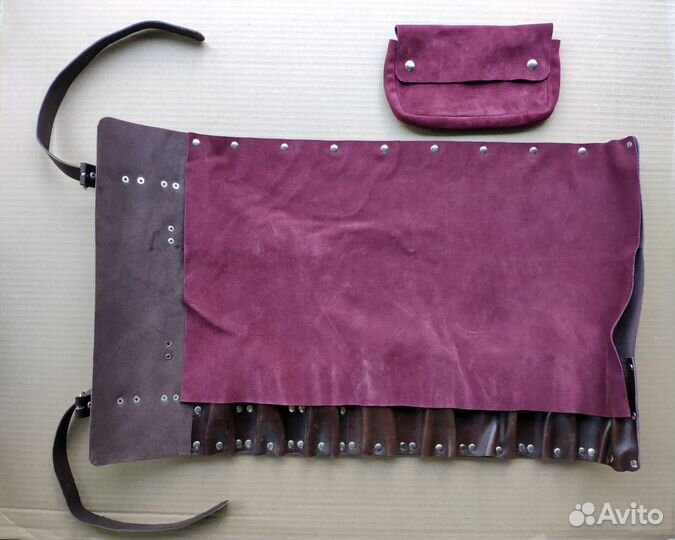 Сумка скатка кожаная поварская скрутка для ножей