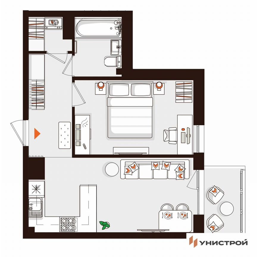 1-к. квартира, 40,7 м², 3/5 эт.