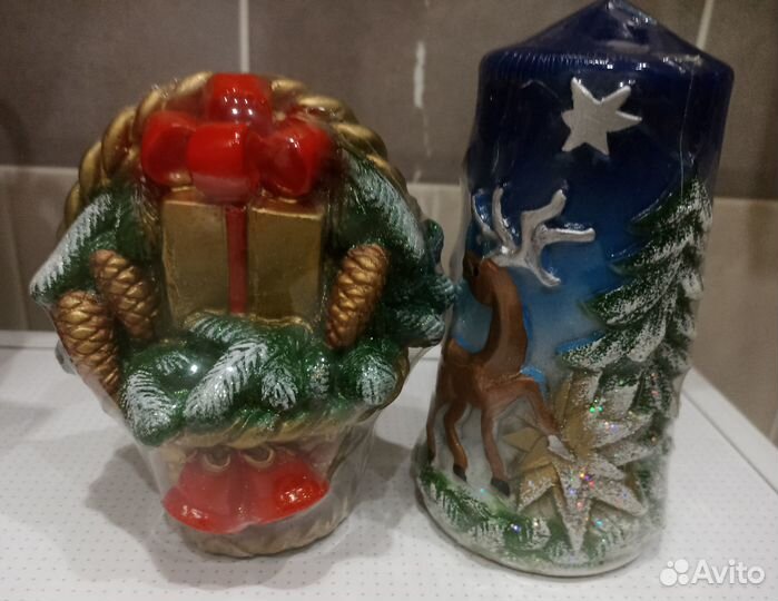 Новогодние свечи, колокольчики рождественские