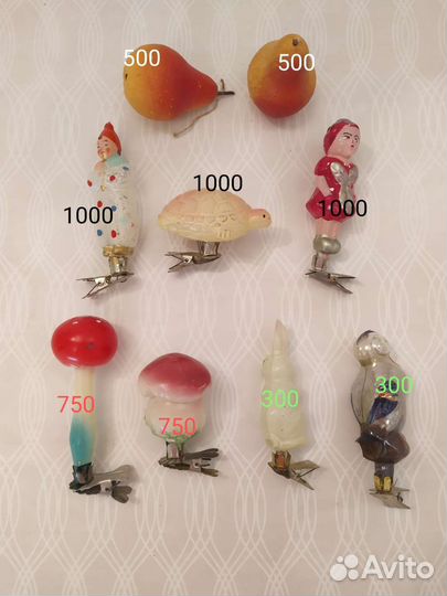 Ёлочные игрушки на прищепке, папье-маше СССР