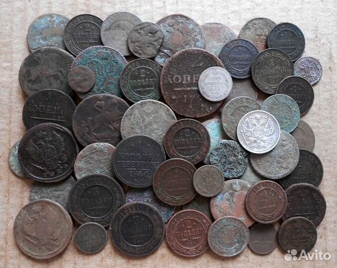 Старинные медные монеты 50 штук (лот-23 )