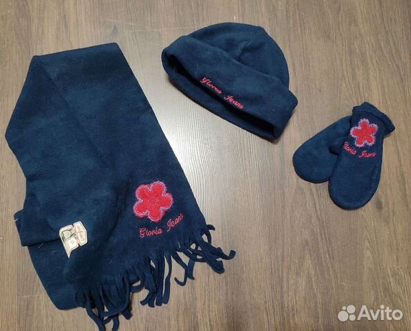 Новый комплект флисовый шапка, шарф, варежки на де