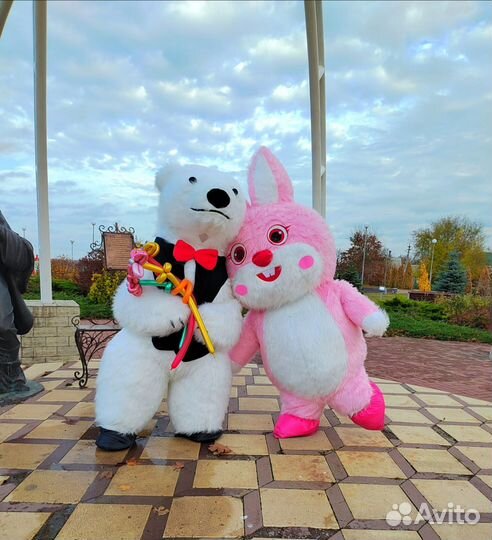 Белый мишка поздравление ростовой зайка аниматор