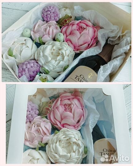 Пионы из зефира