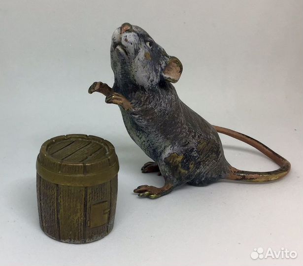 Бронза крыса антиквариат Bergman литера В в