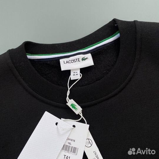 Свитшот lacoste черный с начесом