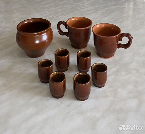 Керамика СССР Горшочек Кружки 2 шт Стопки 6 шт