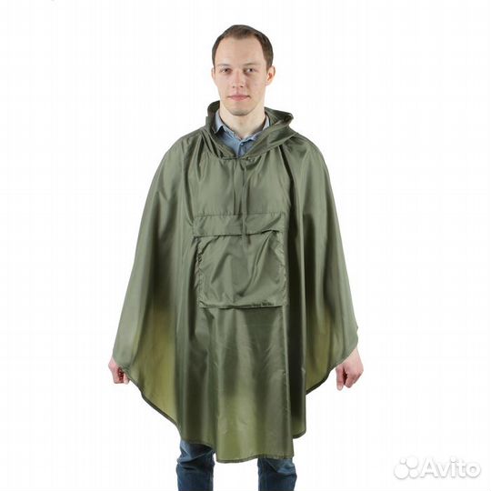 Плащ-дождевик с карманом, взрослый, водоотталкиваю