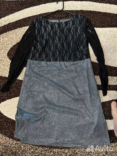 Платье блестящее с кружевом на новый год 48 размер