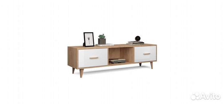 Тумба под тв Т-3 Эго дуб крафт золотой/бел Дисконт