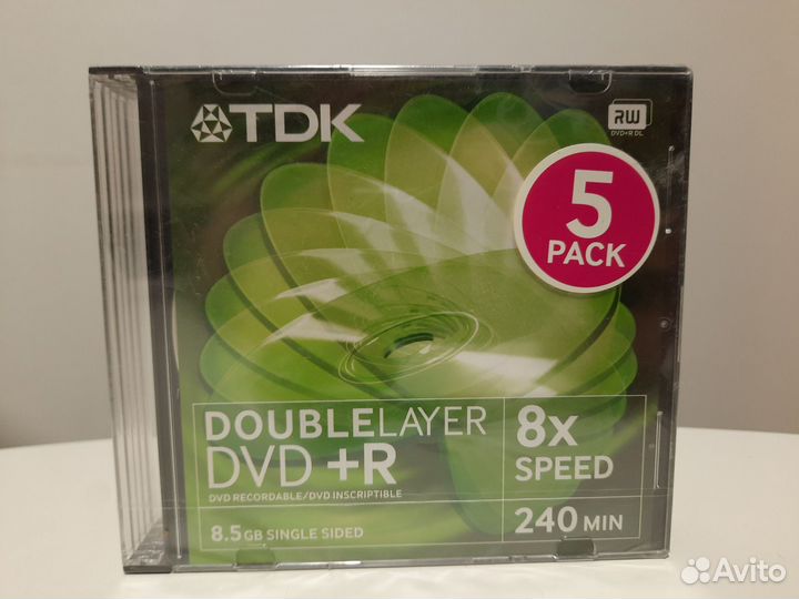 Болванки DVD+R 8.5GB 5шт Slim