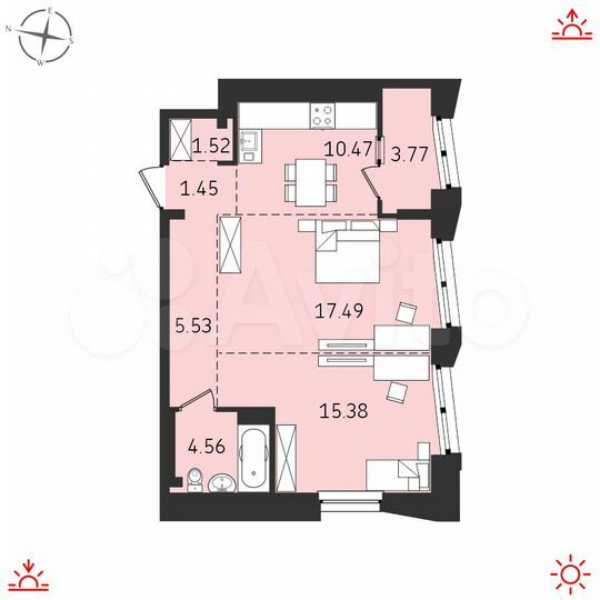 3-к. квартира, 60,2 м², 5/19 эт.