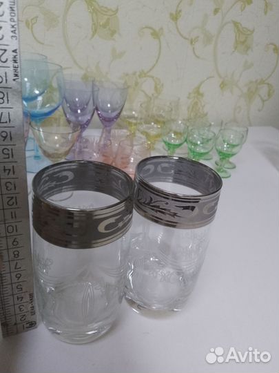 Фужеры, рюмки цветное стекло СССР