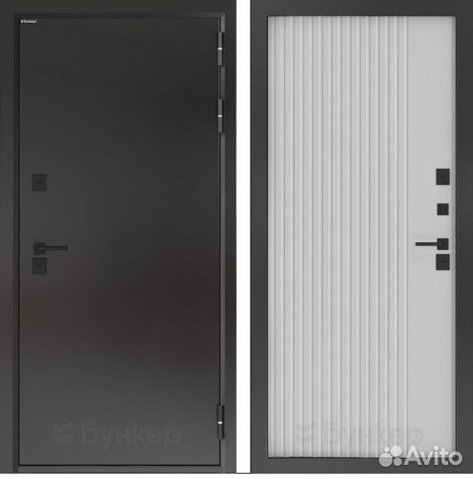 Дверь терморазрыв Графит с черной фурнитурой