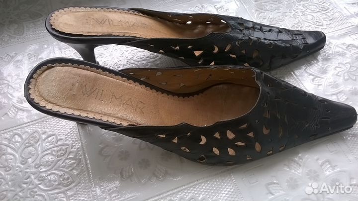 Кожаные босоножки на каблуке размер 38