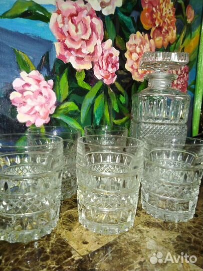 Штоф со стаканами Богемия