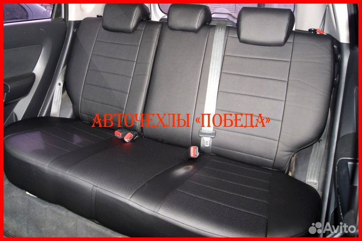 Чехлы Kia Soul 1 из экокожи чёрные Классика