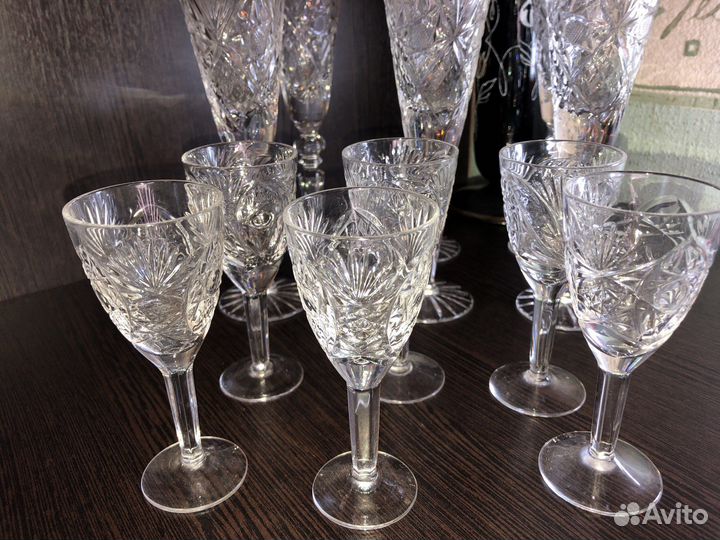 Хрустальные рюмки и бокалы СССР, 6шт