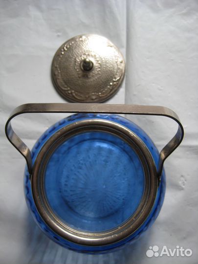 Сахарница СССР (синее стекло)