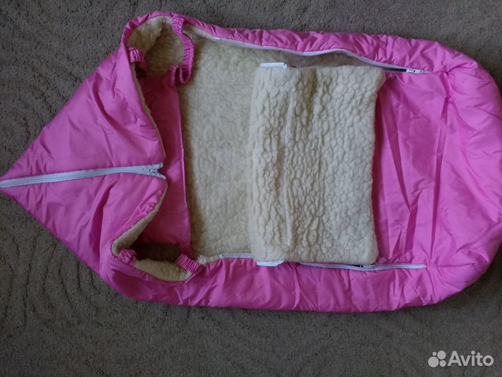 Зимний конверт в коляску на овчине