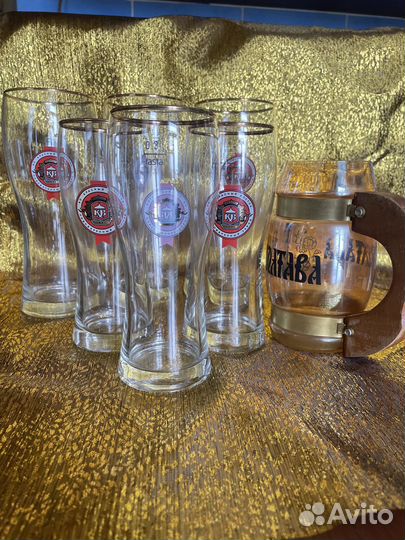 Стаканы пивные 6 штук и кружка