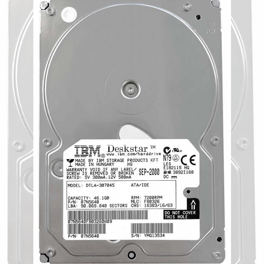 [DTLA-307045] Жесткий Диск Ibm 46,1gb 7200 Ide 3.5" Dtla-307045