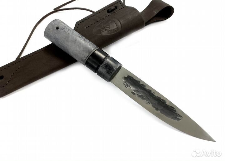 Якутский нож, сталь Х12мф, стаб.карельская береза