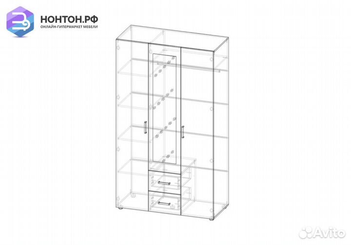 Шкаф 3-створчатый Эва ясень шимо темный / ясень ши