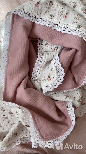 Пеленка из муслина с рюшей новая 100/100