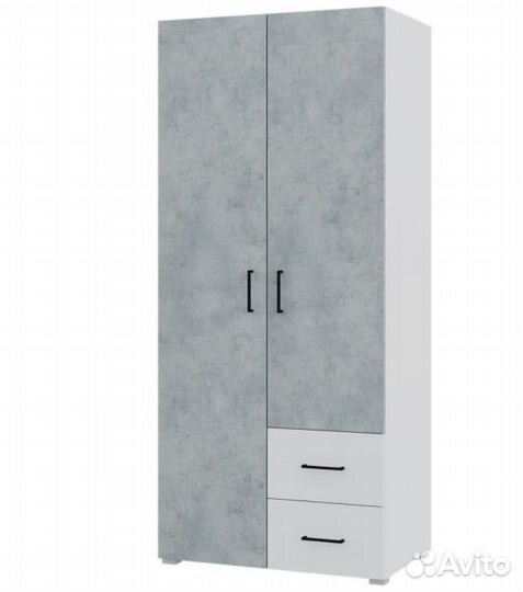 Шкаф 2-х ств Victor с 2-мя ящиками белый/бетон