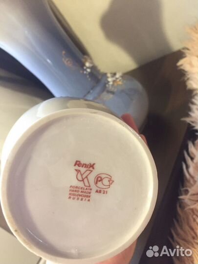 Ваза фарфор, выдувное стекло