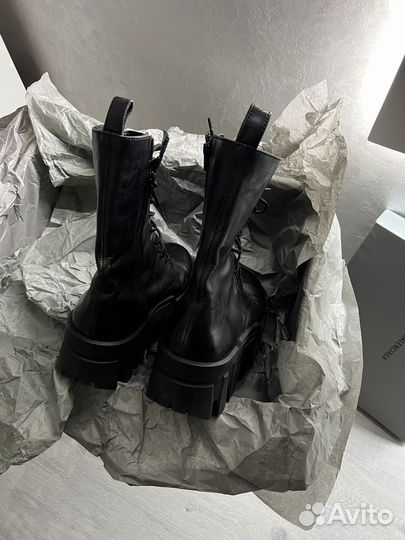 Balenciaga bulldozer worn-out effect leather boots