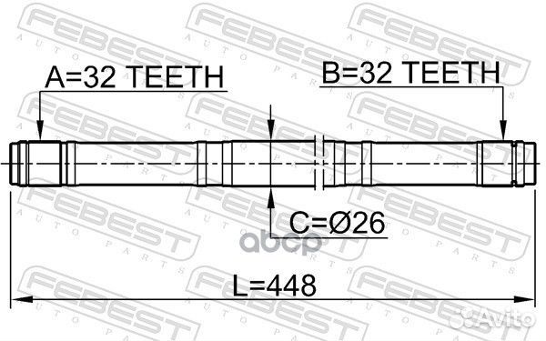 Вал полуоси прав. 32x448x32 (honda CR-V RD1/RD2