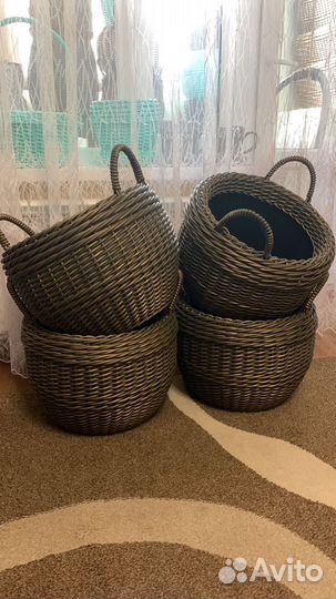 Кашпо из ротанга, подставка под елку, дровницы