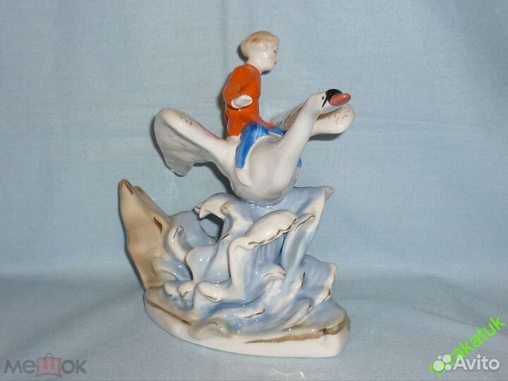 Гуси лебеди, мальчик на гусе. дулево 1966 год