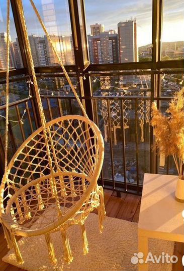 Подвесное кресло качель с подушкой