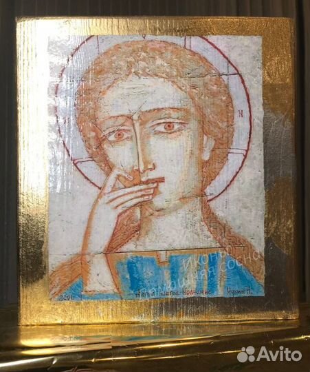 Икона Спас Благое Молчание Ангел ручная работа
