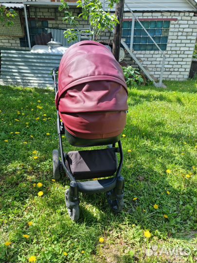 Коляска Roan bass soft 2 в 1 экокожа бордо