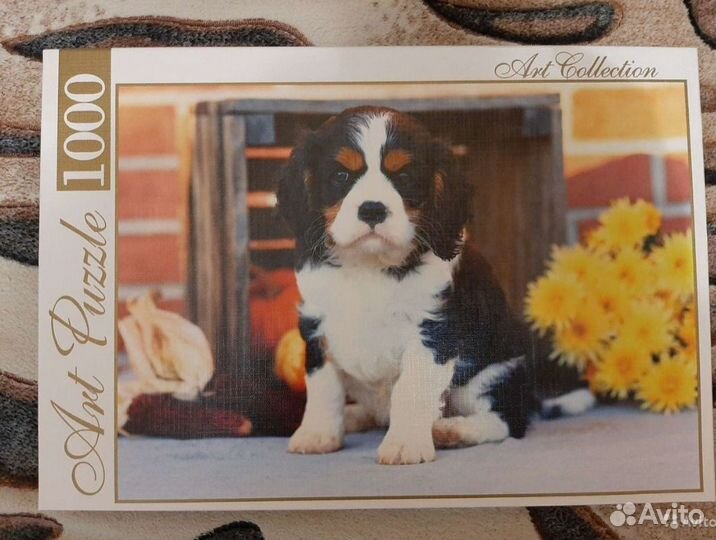 Пазл на 1000 шт. Щенок и цветы