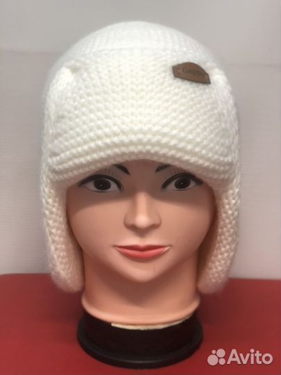 Шапка ушанка женская вязаная