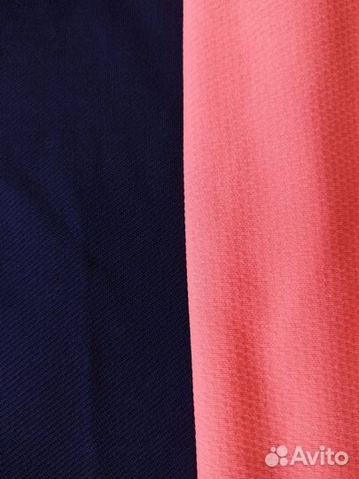 Винтажная ткань кримплен отрезы коралловый и синий