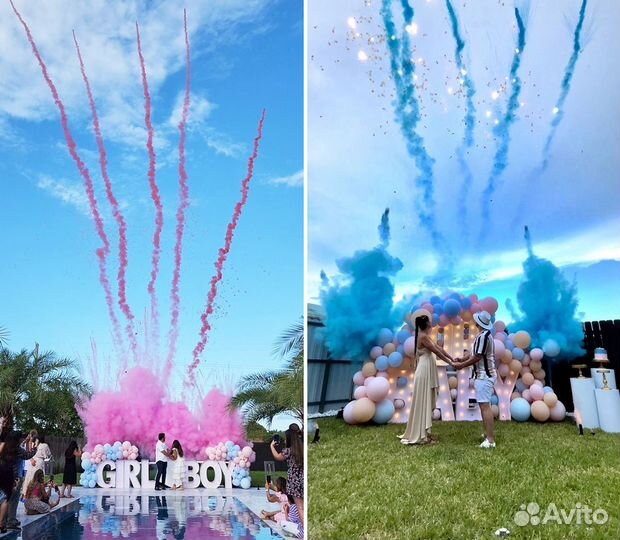 Дневной веерный салют на гендер пати+треск