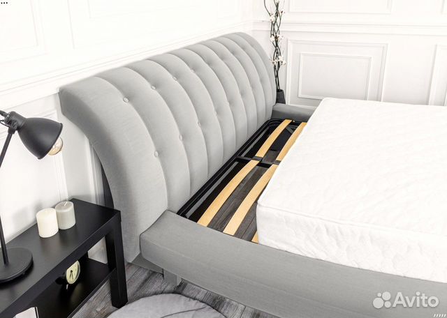 Кровать 160х200 серый велюр Мадрид