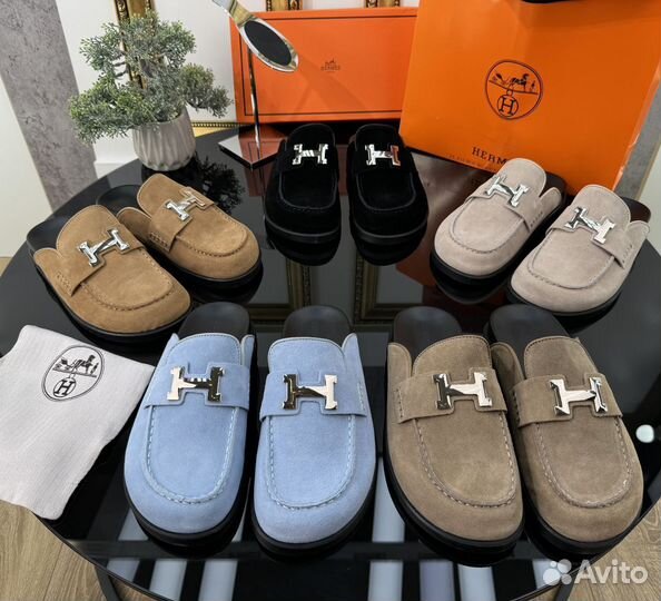 Сабо Hermes натуральная замша женские(35,36,37р)