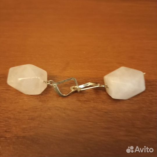 Серьги с розовым кварцем