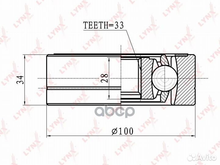 Шрус внутренний перед прав/лев CI8009 lynxauto
