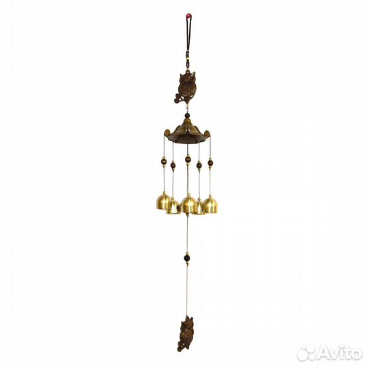 Музыка ветра Фен Шуй Сова и 5 колокольчиков под па