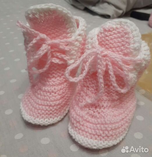 Плед детский и пинетки ручная работа