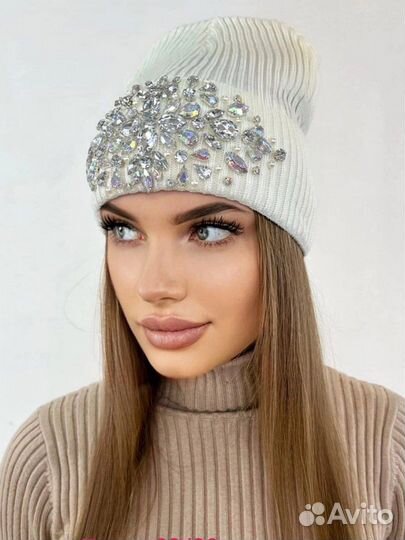 Женский шапки стразы 1300