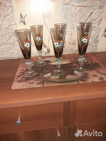 Фужеры Суздаль дымчатое хрустальное стекло СССР